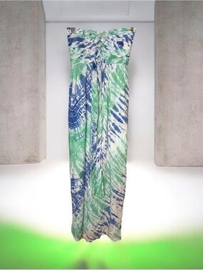 Pineapples Designed in Hawaii Strapless Tie-Dye Smocked Maxi Dress
